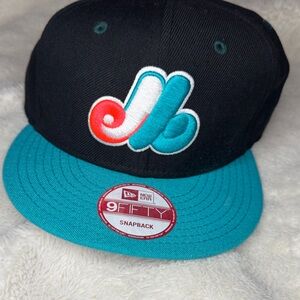 New Era Black and Teal Snapback Montreal Expos Cooperstown Collection Hat